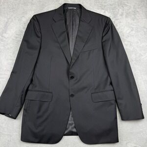 Canali Blazer Jacket Mens 42 Black Striped Wool Notch Lapel Single Breasted